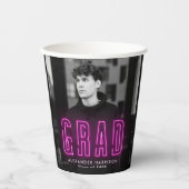 Gobelets En Papier Graduation moderne Magenta Neon (Recto)