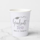 Gobelets En Papier Graduation Moderne Minimum Mortboard Purple (Verso)