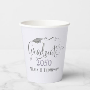 Gobelets En Papier Graduation Moderne Minimum Mortboard Purple
