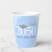 Gobelets En Papier Graduation moderne Mortarboard moderne bleu (Verso)