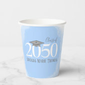 Gobelets En Papier Graduation moderne Mortarboard moderne bleu (Recto)