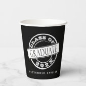 Gobelets En Papier Graduation moderne personnalisée en noir (Verso)