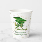 Gobelets En Papier Graduation Party Green & Gold Stars Paper Cup (Recto)