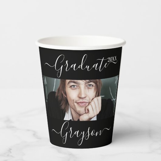 Gobelets En Papier Graduation Photo Simple Moderne Open House Party (Verso)