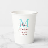 Gobelets En Papier Gradué ajouter nom monogramme vert rose simple min (Verso)