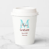 Gobelets En Papier Gradué ajouter nom monogramme vert rose simple min (Verso)