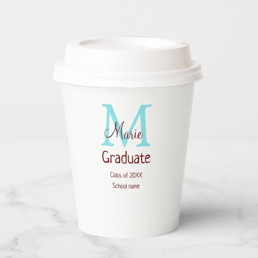 Gobelets En Papier Gradué ajouter nom monogramme vert rose simple min (Recto)