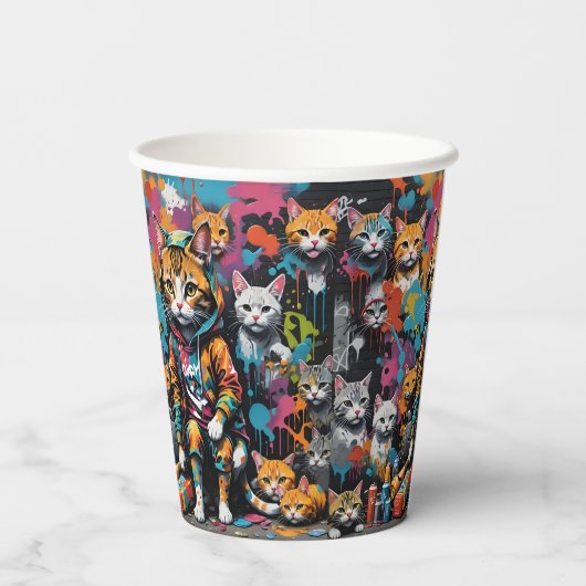 Gobelets En Papier Graffiti Artiste Légende Chat Anniversaire (Verso)