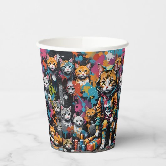 Gobelets En Papier Graffiti Artiste Légende Chat Anniversaire (Gauche)