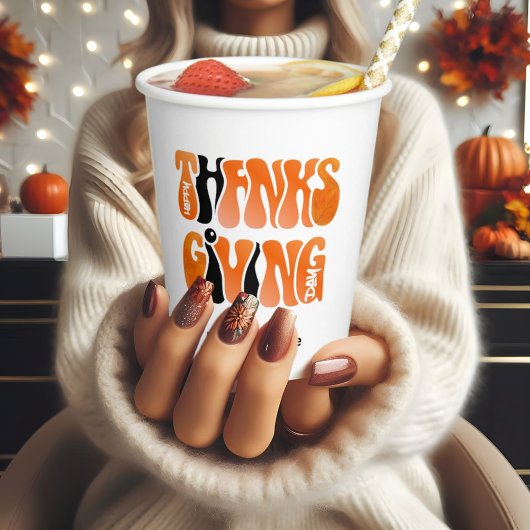 Gobelets En Papier Graffiti blanc moderne Thanksgiving automne automn