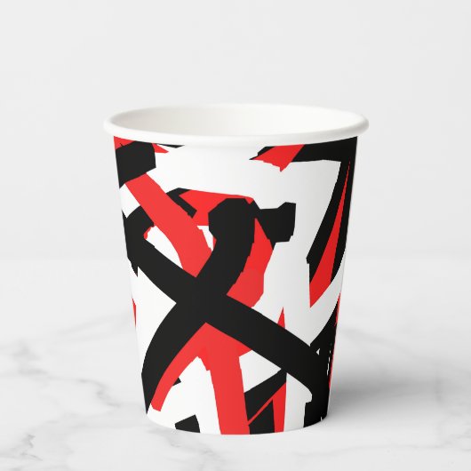Gobelets En Papier Graffiti noir, blanc et rouge (Verso)