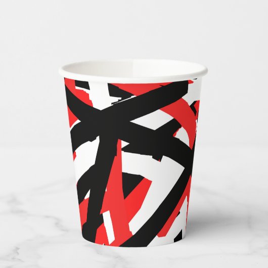 Gobelets En Papier Graffiti noir, blanc et rouge (Gauche)