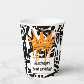 Gobelets En Papier Graffiti tendance Urban Crown Orange Black (Verso)