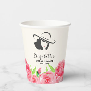 Gobelets En Papier Grand Chapeau Lady Roses Baby Shower de Mariage