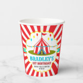 Gobelets En Papier Grand Top Carnaval de cirque 1er anniversaire (Verso)
