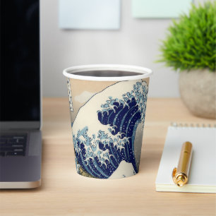 Gobelets En Papier Grande vague Kanagawa peinture japonaise