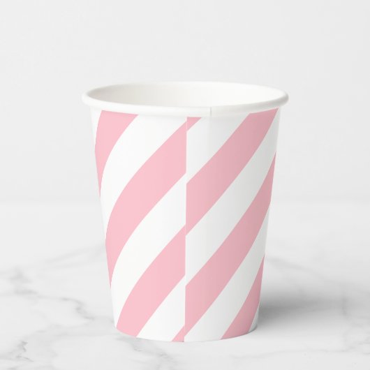 Gobelets En Papier Grandes bandes diagonales roses et blanches (Droite)