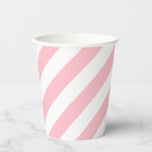 Gobelets En Papier Grandes bandes diagonales roses et blanches (Recto)