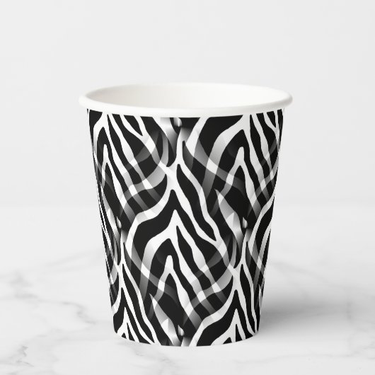 Gobelets En Papier Grandes bandes Zebra Noir et Blanc (Recto)