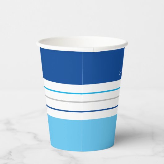 Gobelets En Papier Grandes Bleues Ciel Modernes Avec Nom (Droite)