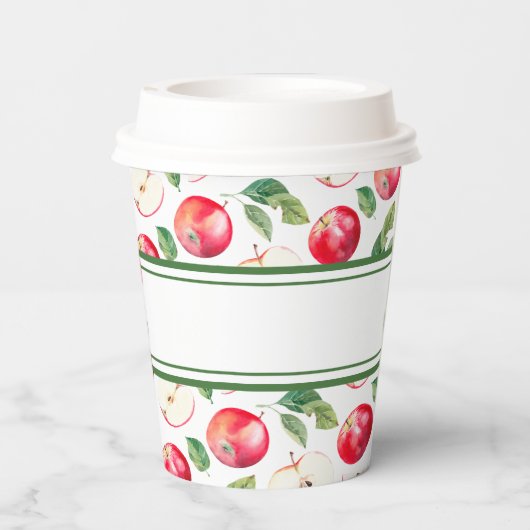 Gobelets En Papier Grandes vertes et pommes rouges personnalisables (Verso)