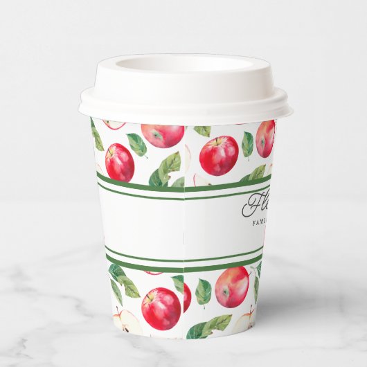 Gobelets En Papier Grandes vertes et pommes rouges personnalisables (Droite)