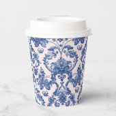 Gobelets En Papier Grandmillennial Rose & Blue Damas (Verso)