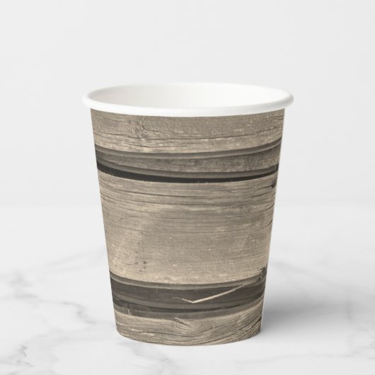 Gobelets En Papier Grange Rustique Bois Fleurs Blanches Mariage Champ (Verso)