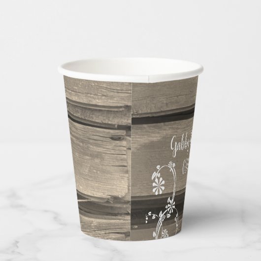 Gobelets En Papier Grange Rustique Bois Fleurs Blanches Mariage Champ (Droite)