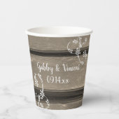 Gobelets En Papier Grange Rustique Bois Fleurs Blanches Mariage Champ (Recto)