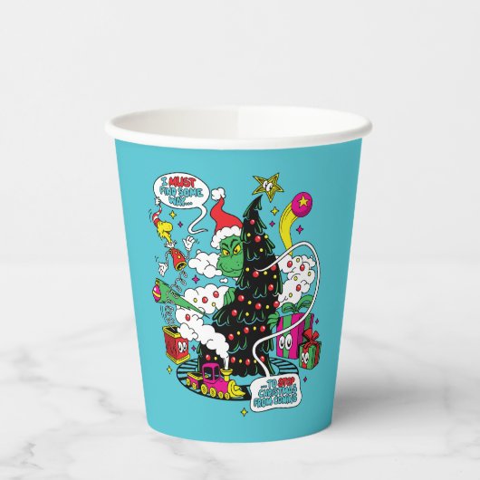 Gobelets En Papier Graphique de Noël coloré Grinch (Gauche)