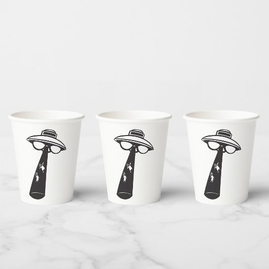 Gobelets En Papier Graphique d'enlèvement d'ovni rétro Alien Sci-Fi