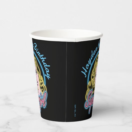 Gobelets En Papier Graphique des lumières de Neon Retro Supergirl (Droite)