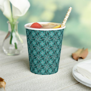 Gobelets En Papier Graphique géométrique 3D pivotante Turquoise vert