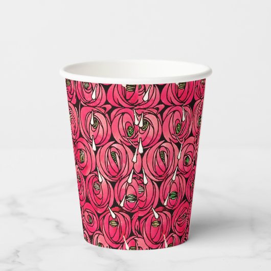 Gobelets En Papier Graphique rose Art Nouveau Rennie Macintosh (Verso)