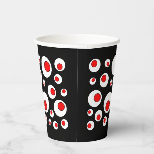 Gobelets En Papier Gras Cercle abstrait Design Rouge Blanc noir (Droite)