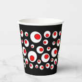 Gobelets En Papier Gras Cercle abstrait Design Rouge Blanc noir (Recto)