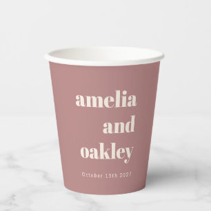 Gobelets En Papier Gras minimaliste Dusty Rose Retro Mariage personna