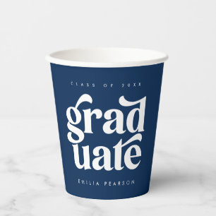 Gobelets En Papier Gras moderne Type Blue Graduation Party