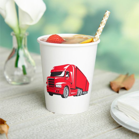 Gobelets En Papier Gras Red Semi-Truck Big Rig Trucker