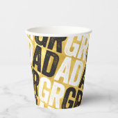 Gobelets En Papier Gras Typographie GRAD Gold Goil Graduation Party (Recto)