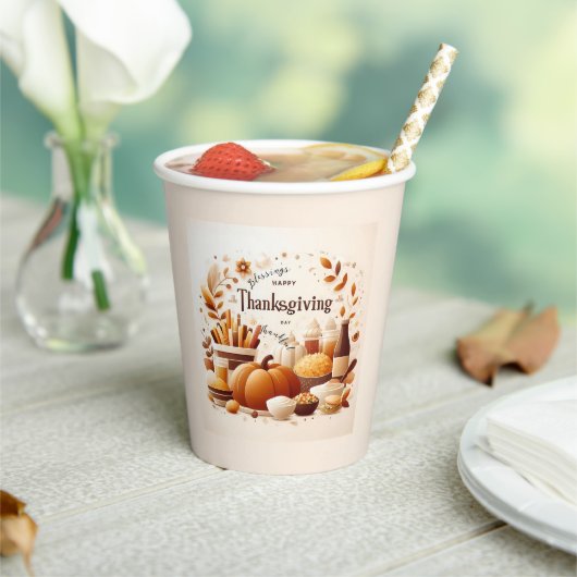 Gobelets En Papier Grateful Festin Thanksgiving (Insitu)