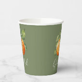 Gobelets En Papier Gratuit Citrouille orange Moss Green Thanksgiving (Gauche)