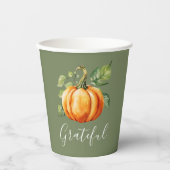 Gobelets En Papier Gratuit Citrouille orange Moss Green Thanksgiving (Recto)