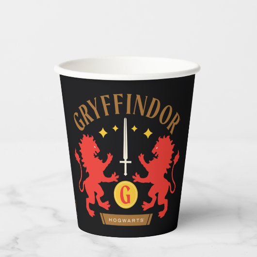 Gobelets En Papier GRAYFFINDOR™ Maison double Lion épée graphique (Recto)