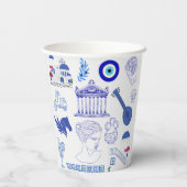 Gobelets En Papier Grèce Bleu et Blanc (Verso)