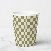 Gobelets En Papier Green and Light Beige Checkerboard (Droite)