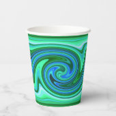 Gobelets En Papier Green Blue Swirl - Cool Abstrait Trippy Neon Party (Verso)