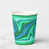 Gobelets En Papier Green Blue Swirl - Cool Abstrait Trippy Neon Party (Droite)