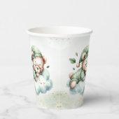 Gobelets En Papier Green Boho Sleeping Teddy Bear mignonne Party (Droite)